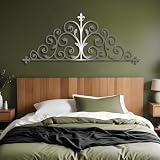 Générique Décoration Murale en métal, volutes métalliques, Style Vintage, tête de lit, Art Rustique Moderne, décoration pour Salon ou Chambre (Argent 76 x 32 cm)