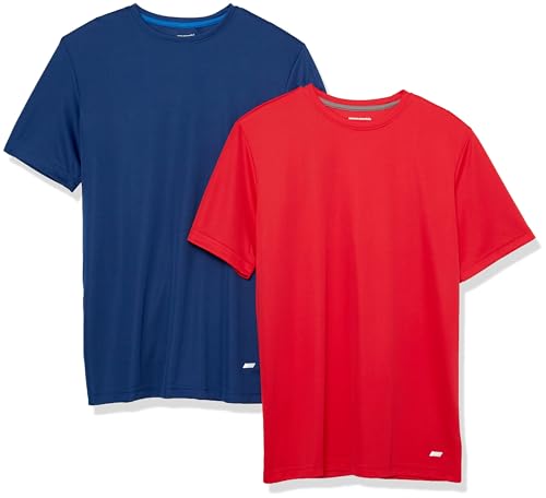La mejor selección de Playera Roja favoritos de las personas. 41 Amazon Essentials Performance Tech - Camiseta para hombre, paquete de 2, azul marino/rojo, talla XG
