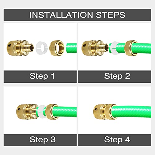 Garden Hose Connector, Solid Brass Garden Tap Connector, 1/2 Inch and 3/4 Inch 2-in-1 Faucet Connector, 1/2 Inch Quick Connect Garden Hose Fittings, Thread Easy Connect Faucet Adapter (6 Pack)