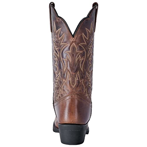 Laredo Womens Malinda Distressed Square Toe Dress Boots Mid Calf Low Heel 1-2" - Beige - Size 8.5 B #TOP3