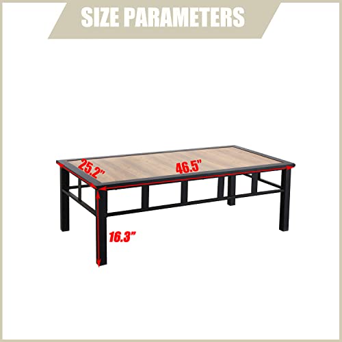 Lokatse Home Outdoor Dining Rectangle Table For Garden, Backyard, Poolside, Brown&Black #TOP1