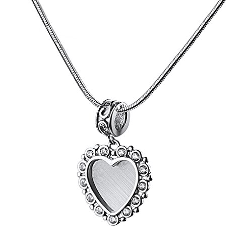 Personalized Keepsake Charms Gift-925 Sterling Silver Heart Shaped Photo Charms Beads Custom Your Own Picture Hanging Pendant Fits Pandora Bracelet Necklace Anklet, Perfect Birthday/Christmas Gift #TOP1