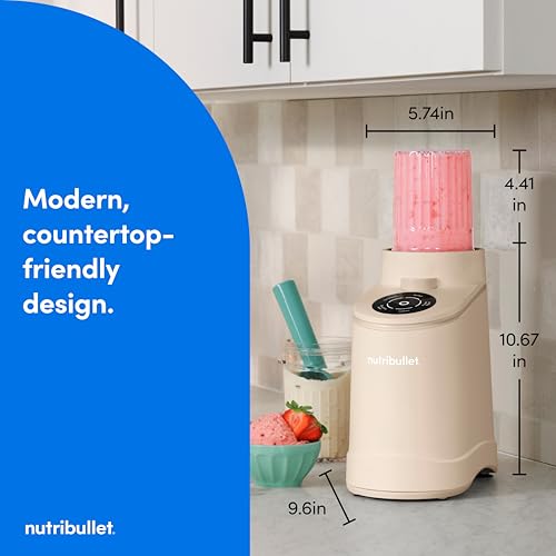 nutribullet Chill Ice Cream Maker, for Gelato, Sorbet, Frozen Yogurt, Smoothie Bowls, Compact Size, (2) Dishwasher Safe 16 oz. Pint Cups with Lids, Latte Beige, NBD50100LB - image 7
