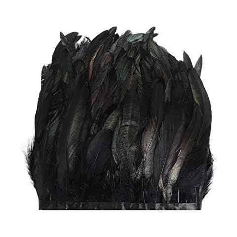 Rooster Hackle Feathers Fringe Trim 5-7inch Width Craft Feather Trim for Sewing Dress Costume(10 Yards) Cover