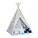 FUNwithMUM Tipi namiot do zabawy Teepee dla dzieci Indian Wigwam pokój dziecięcy ogród mata podłogowa 3 poduszki 100 x 100 x 150 bawełna - Sea Breeze