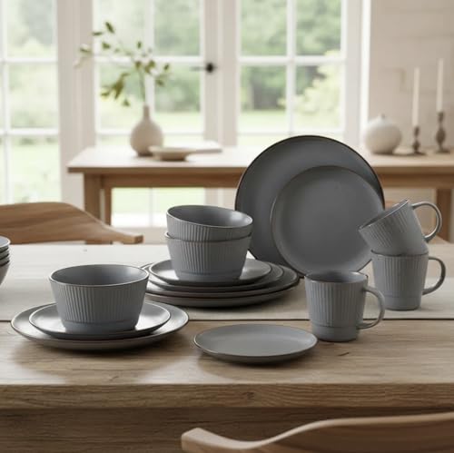 Opiniones de Venta de vajillas los mejores 5. 42 Red Velvet Vajilla de Cerámica - Set de 16 Piezas para 4 Personas | Platos Llanos, Platos de Postre, Cuencos de Cereal/Sopa y Tazas | Diseño Elegante, Resistente y para Uso...