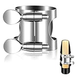 HJZHII Clarinet Ligature, Silver Clarinet Ligature B Flat with Adjustable Screws, Mouthpiece Ligature Pad...