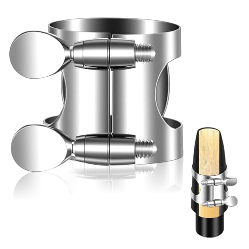 HJZHII Clarinet Ligature, Silver Clarinet Ligature B Flat with Adjustable Screws, Mouthpiece