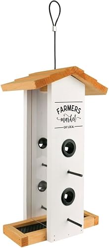 Wild Wings WWLF1-DECO Farmhouse Vertikaler Vogelfutterspender, Weiß