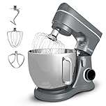 AGARO Elegant Stand Mixer, 1400W with 5.5L SS Bowl, 10 Speed Settings, Pulse Function, 100% Copper Motor, Includes Whisker, Beater, Dough Hook, Dark Grey