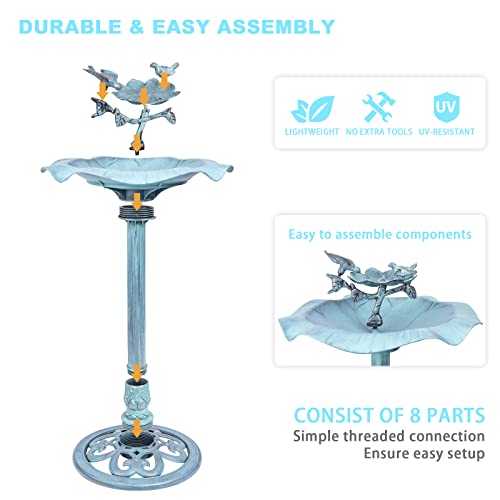 33 Inch Height Bird Baths Polyresin Lightweight Large Birdbaths For Outdoor Garden Decor #TOP2