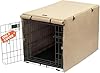 X-ZONE PET Double Door Dog Crate Cover - Polyester Pet Kennel Cover (Fits 24 30 36 42 48 inches Wire Crate) (24 Inch, Tan)