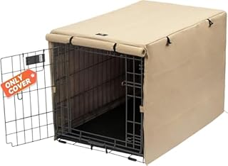 X-ZONE PET Double Door Dog Crate Cover - Polyester Pet Kennel Cover (Fits 24 30 36 42 48 inches Wire Crate) (24 Inch, Tan)