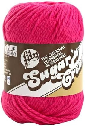 Lily Sugar 'N Cream The Original Solid Yarn, 2.5oz, Medium 4 Gauge, 100% Cotton - Hot Pink - Machine Wash & Dry