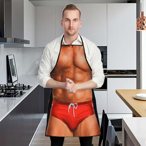 RDNKVB Sexy Kochschürze für Männer - Lustige Muskel- und Küchenschürze für Grillparty - Erwachsenenschürze als Geschenk