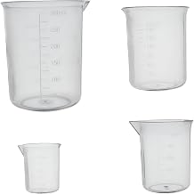 Plastic Graduated Beakers Transparent Lab Measuring Cup 50ml / 100ml /150ml /250ml Capacity 4Sizes Clear Plastic Liquid Cup Container for or Laboratory, Science Experiments