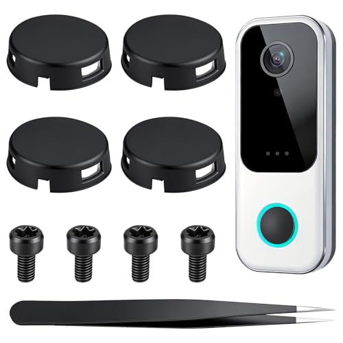 Video Doorbell Key Replacement Tool, 9 Pcs Round Doorbell Tool Include 4 Doorbell Buttons 4 Screws and Tweezers Doorbell Push Button Switch for Video Door Peephole Camera