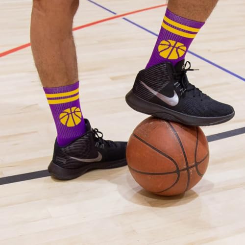 Image of ChalkTalkSPORTS Basketball Socks - Cushioned Mid-Calf Crew - Youth & Adult | Moisture-Wicking Performance Blend, Athletic Basketball Gear, Stay-Up Technology, Arch Support, Breathable, Boys and Men
