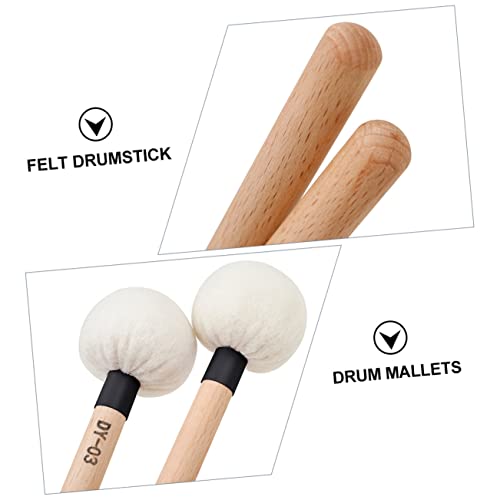 2 baquetas de percusión con mango de madera y punta de fieltro miniatura 6