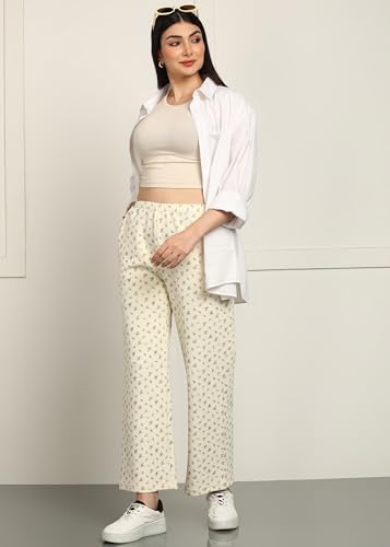 Image of Alan Jones Clothing Women's Straight Fit Mid Rise Solid Stretch Waffle Straight Pants