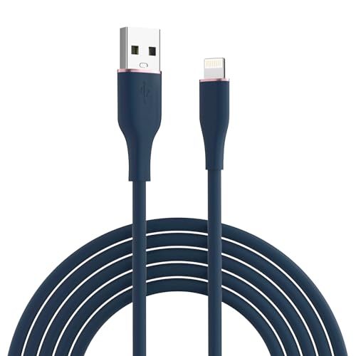 LAX Gadgets Apple MFi Lightning Cable Certified–10 Feet Dusty Blue Nylon Polycarbonate USB Cable iPhone,Compatible with iPhone 14/13/12/11/Pro/X/Max,Fast Charging Lightning Cable Lightning Cable