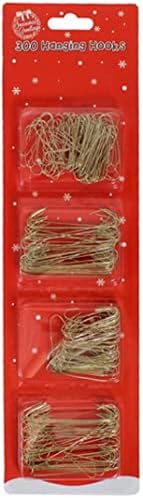 300 x MarysDe@lz Christmas Tree Ornament Baubles Hangers Hooks Holders Craft Hanging Wire(SILVER/GREEN/GOLD) (gold))
