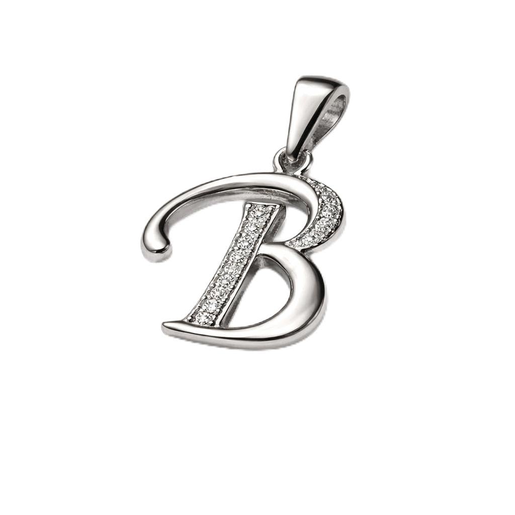 92.5 Sterling Silver Letter B Initial Pendant with CZ Stones | BIS Hallmarked Rhodium Polished Alphabet Locket | Unisex Alphabet Locket | Chain Not Included | Daily wear pendant | Anniversary, Birthday Gift for Her or him-image-30