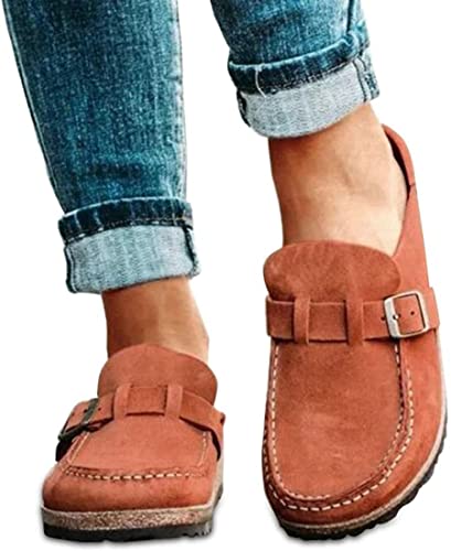 Chaussures Plates Casual Suede Slip on Sandals Pantoufles Marche Kaki