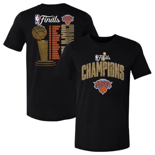 500 LEVEL New York Knicks NBA Finals 2026 Champions Roster F&B Shirt (Black, Large)