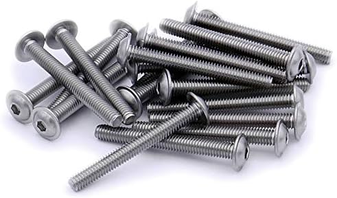 M6 (6mm x 35mm) Flanged Hex Socket Button Machine Screw (Bolt) - Stainless Steel (A2) (Pack of 20)