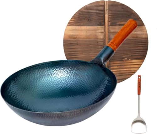 Wok chino tradicional de hierro forjado 32 cm miniatura 1