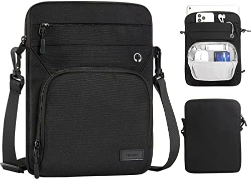 TiMOVO 9-11 inch Tablet Sleeve with Earphone Holes for iPad 10th Gen 10.9 2022, iPad Air 5/4 10.9, iPad 10.2 2021-2019, iPad Pro 11 2022, Galaxy Tab A8 10.5/Tab S8 11, Shoulder Bag with Pockets, Black