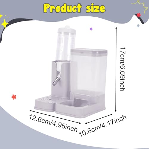 Bebedero de hámster automático 2 en 1 con contenedor de comida gris 8