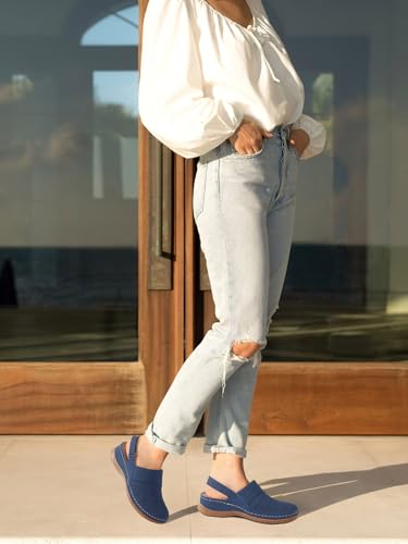 Image of TEMOFON Shoes for Women Clogs Sandals: Comfortable Closed Toe Wedge Shoes Sling-Back Walking Mules with Arch Support