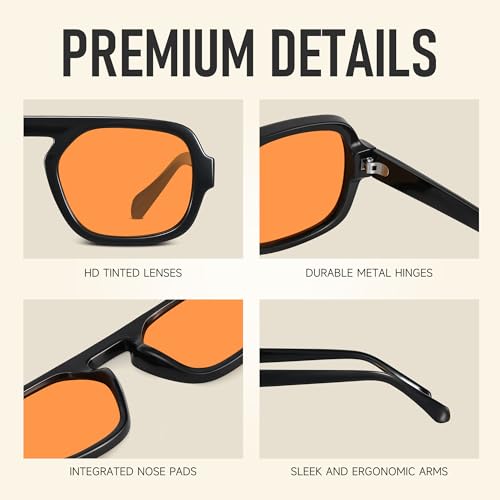 Square Aviator Sunglasses Womens - Trendy Sun Glasses for Women Men UV Protection Lightweight Comfortable Shades4