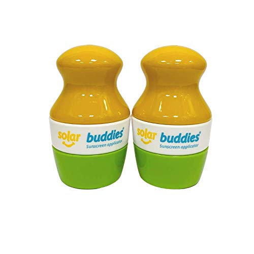 Image of Solar Buddies Sunscreen Applicator - Green Pack of 2 - BPA-Free Refillable Roll on Sponge Sunscreen, Suncream & Lotion Applicator For Kids, Adults & Families - Holds 3.4fl oz, Perfect Size for Travel