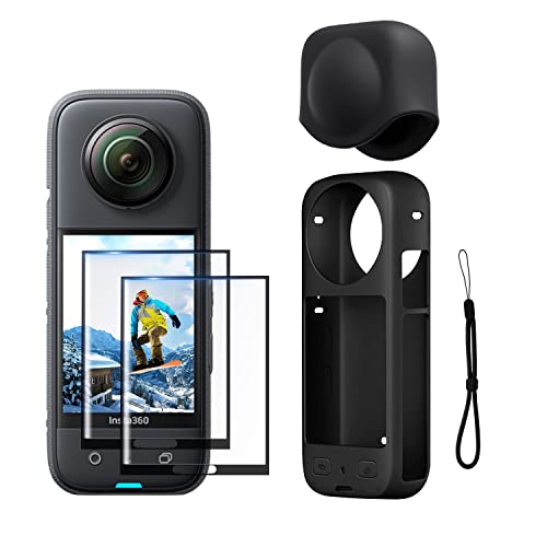 CYNOVA Zubehör für Insta360 X3 Linsenschutz Silikonhülle Linsenkappe Displayschutzfolie für Insta360 One X3 Zubehör Cover