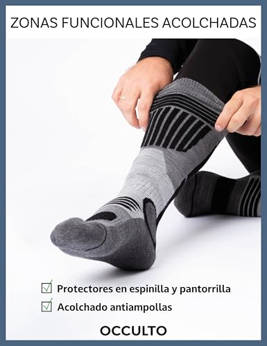 Occulto Calcetines Esqui para Hombre 2 pares, 4 Pares (modelo: Felix) 2 Pares Azul Negro 47-50 - imagen 4