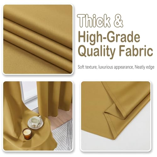 Image of Bright Gold Blackout Curtains for Bedroom 84 Inch Length 2 Panels Set, Thermal Insulated Curtains for Living Room Nursery, Energy Saving Cortinas Blackout para Dormitorio, 2x40Wx84L