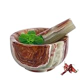Exquisite Marble Mortar and Pestle Set - Your Ultimate Kitchen Essential for Grinding Spices, Making Guacamole, Salsa, Pesto, and Crushing Pills (Onyx Green, Bowl Shape (5'))