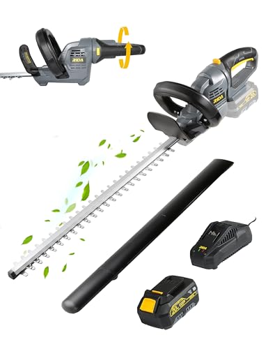 20'' Cordless Hedge Trimmer with 20V/4.0Ah Battery, Steel Blade & 180° Rotatable Head - Best Handheld Electric Trimmer Grass Shrub Pruning Cutter, Lightweight & Compact Hedge Shear for Garden, Lawn