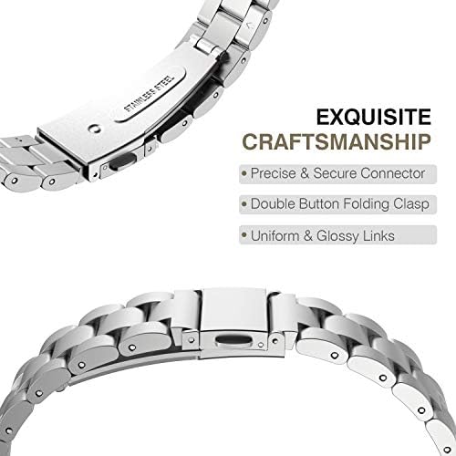 MoKo Band Compatible with Inspire/Inspire HR, Premium Stainless Steel Metal Replacement Strap Bracelet with Watch Lugs Fit Inspire/Inspire HR - Silver