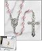 Catholic Rosary with White Zipper Case Pink Bead