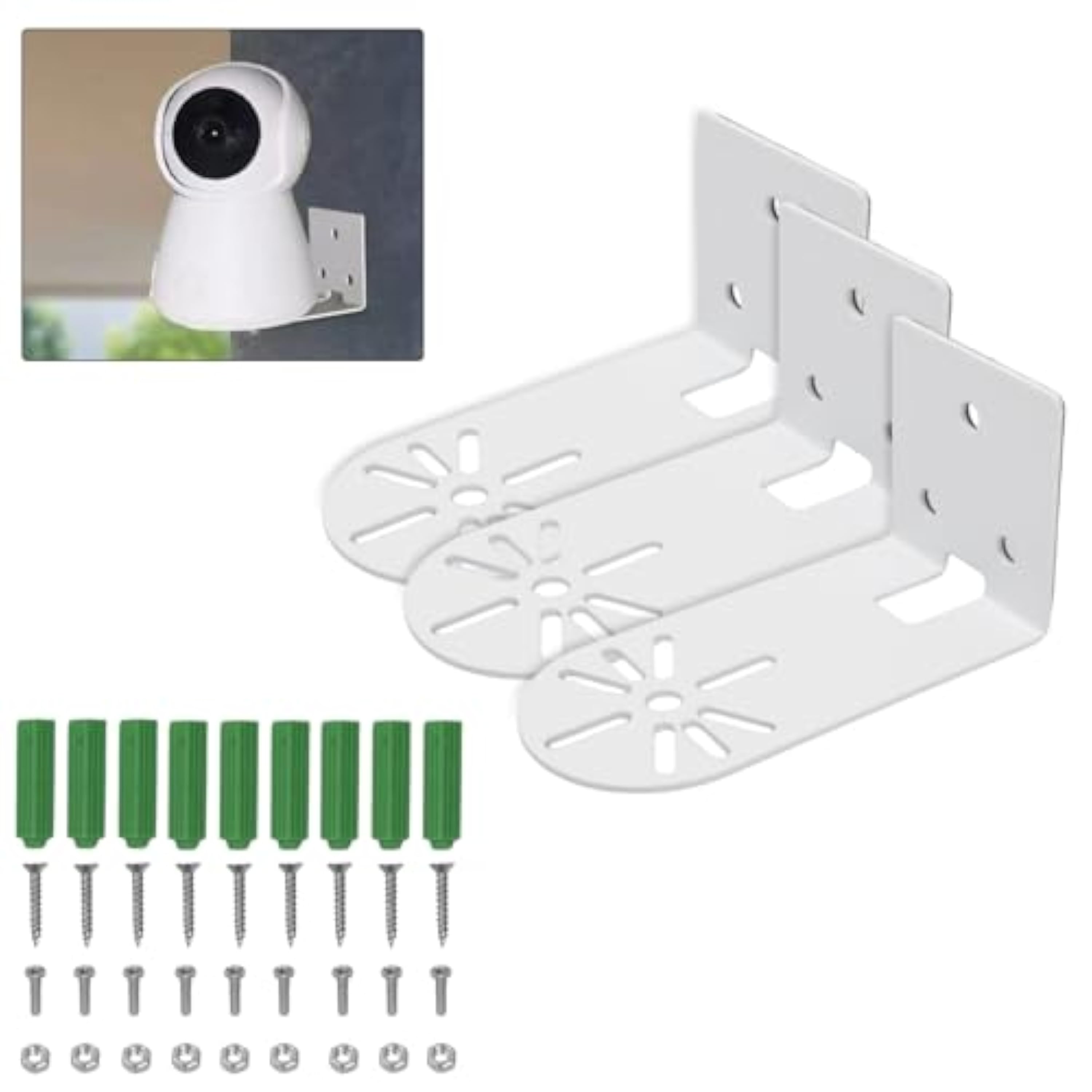 Azonelife 3 Piezas Soporte para Cámara de Vigilancia, Soporte de Techo de Pared en Forma de L para Cámara, Metálico Accesorios Soporte para Cámara Vigilancia para Sistema de Vigilancia de Seguridad