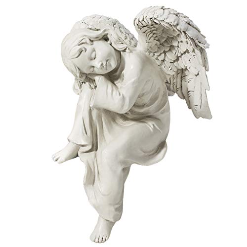 Design Toscano EU7906 Statue d’ange rêvant paisiblement Blanc Cassé 12,5 x 10 x 34,5 cm