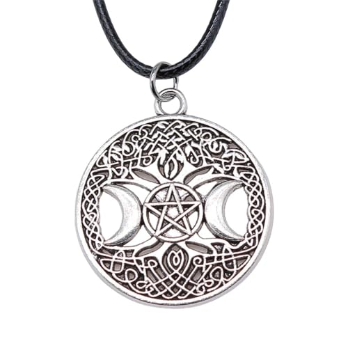 Pendentif Arbre de Vie 35x39mm avec cordon en faux cuir noir pour homme et femme