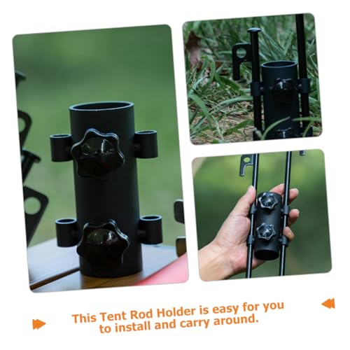 Support pour bâtons de tente de camping en acier noir résistant - 5