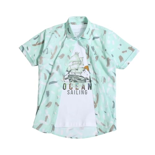 Image of CAVIO Boys Printed Shirt and T-Shirt Regular Fit Casual Half Sleeve
