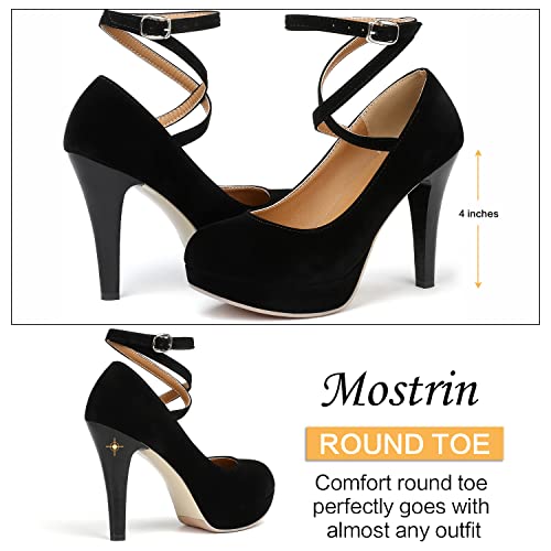 Mostrin Black Platform Heels for Women Sexy Closed Toe Pumps Fashion high Heel for Ladies Comfy Dressy Shoes Size 8 - Image 3