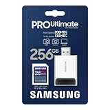 Samsung Karta SD PRO Ultimate 256 GB, UHS-I U3, Full HD i 4K UHD, odczyt 200 MB/s, zapis 130 MB/s, karta pamięci do smartfona, drona lub kamery, w zestawie czytnik kart USB, MB-SY256SB/WW